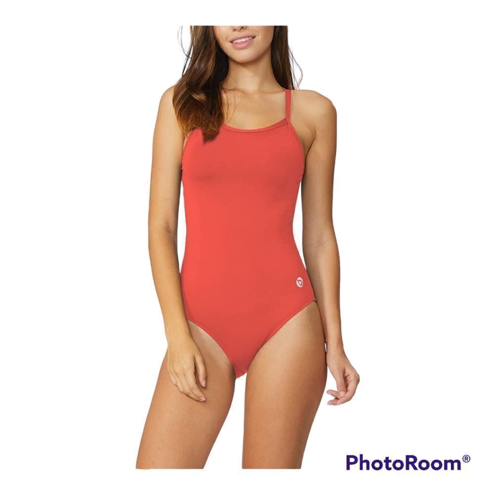 BALEAF Athletic Training Adjustable Strap One Piece Swimsuit Racerba Red Size 32